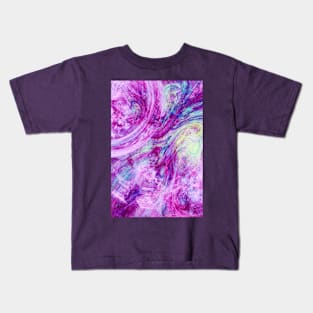 Pink and Magenta Liquid Splash Neon Swirl Abstract Artwork Kids T-Shirt